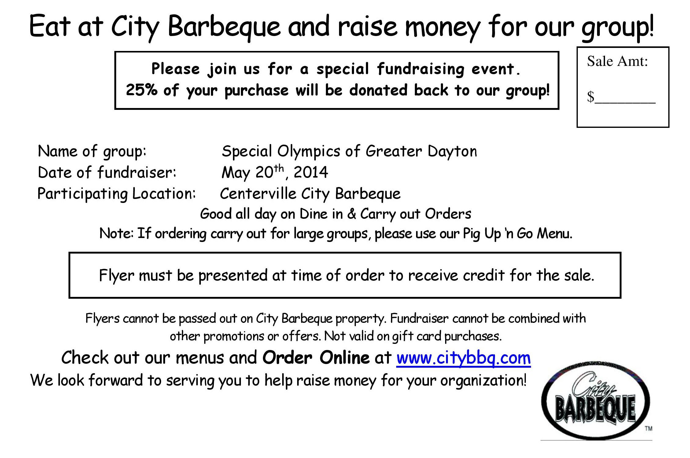 City Barbeque Fundraiser Flyer - May 20,2014-page-001